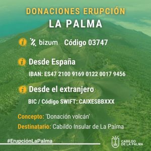 Donaciones económicas para los afectados de La Palma