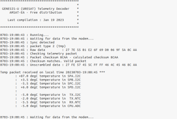 Decodificada telemetría de temperatura y potencia de URESAT