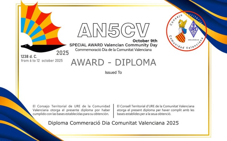 Diploma Día de la Comunidad Valenciana