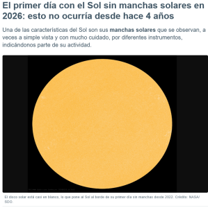 Screenshot 2026 06 12 at 11 26 44 El primer día con el Sol sin manchas solares en 2026 esto no ocurría desde hace 4 años
