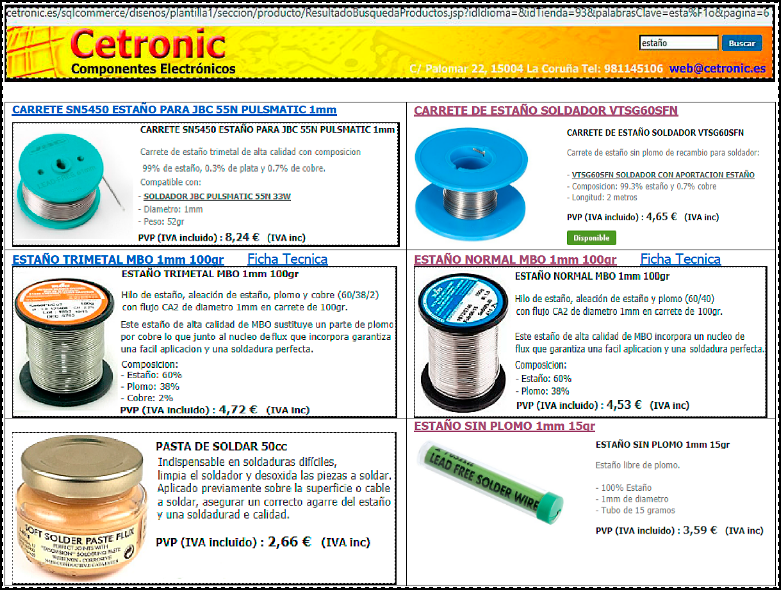 Estaño libre de plomo para soldadura electrónica - TCH