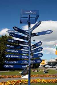 Christchurch direction sign post